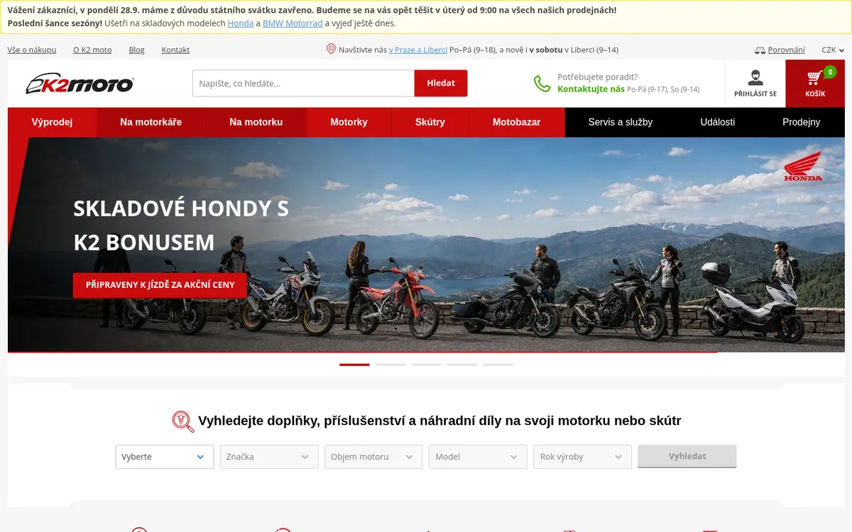 Ukázka e-shopu K2 Moto