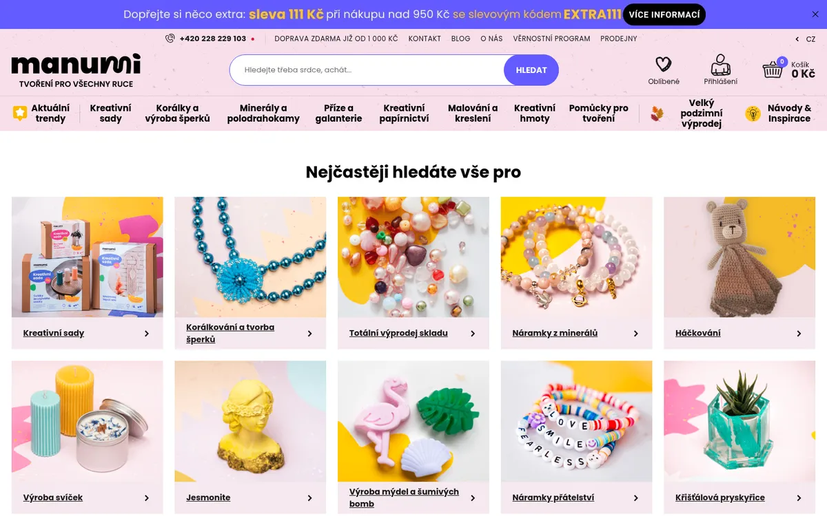 Ukázka e-shopu Manumi